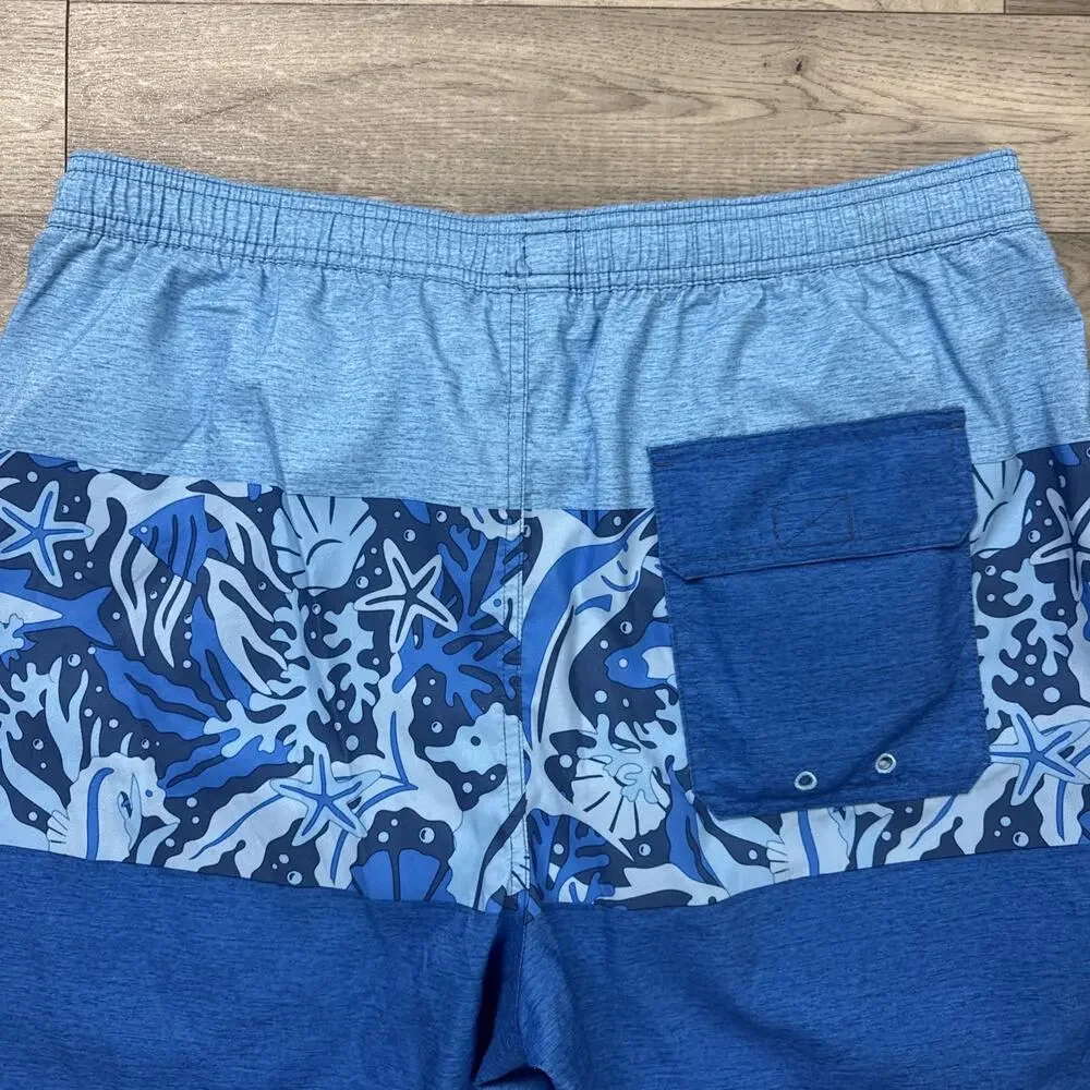 Vineyard Vines Swim Trunks Shorts Blue Fish Pattern sz L